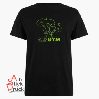 T-Shirt bedruckt mit AlbGym Kapuzenmann