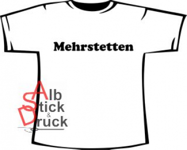 T-Shirt bedruckt mit "Mehrstetten"